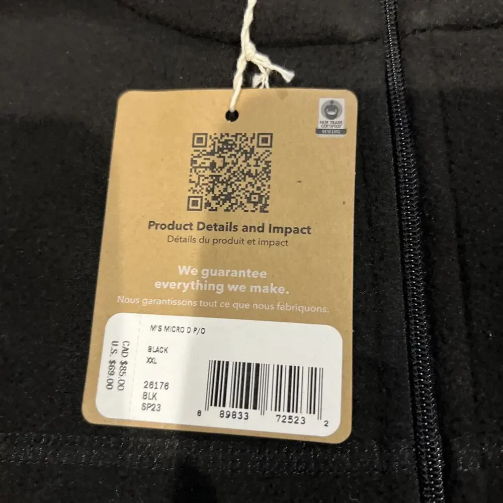 Patagonia Pullover Mens XXL Black Micro D Fleece 1/4 Zip NWT Company Logo - Picture 5 of 13